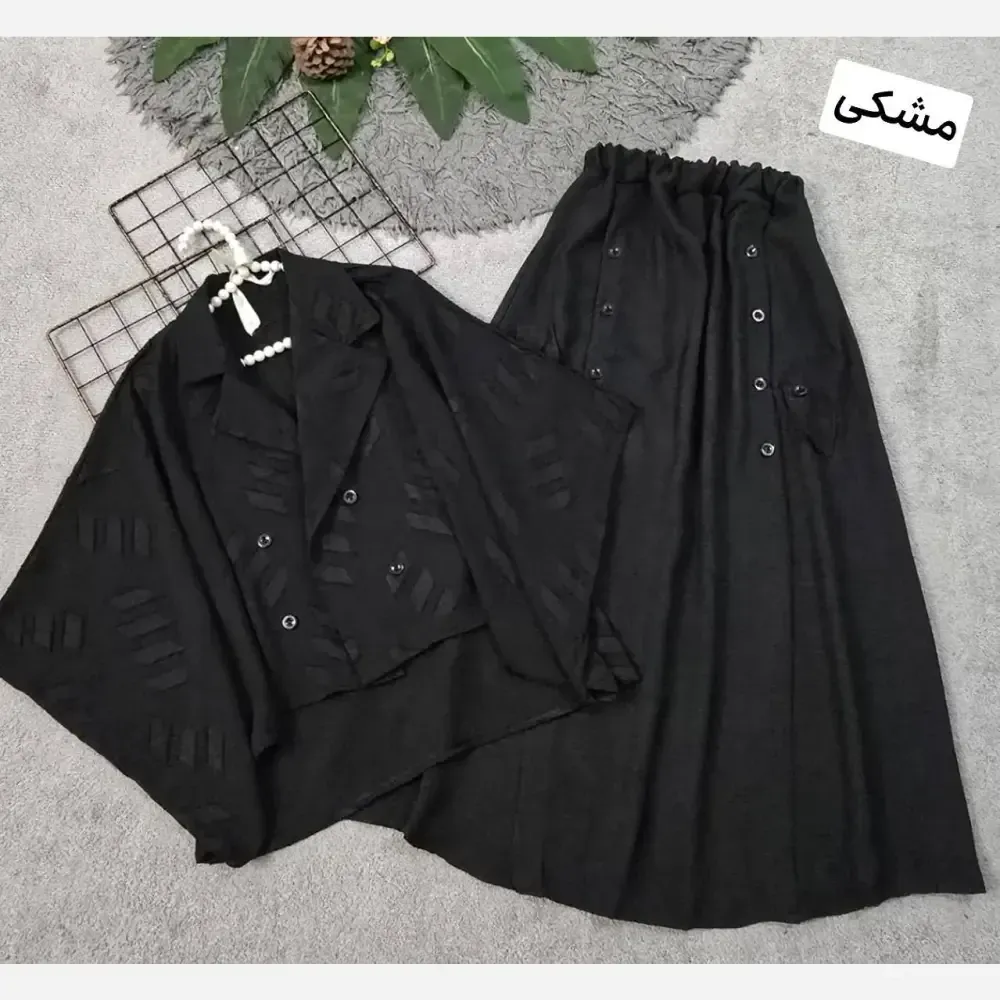 ست شومیز ژاکار کسمه و شلوار شانتون زنانه فری سایز 36 تا 46 (2)
