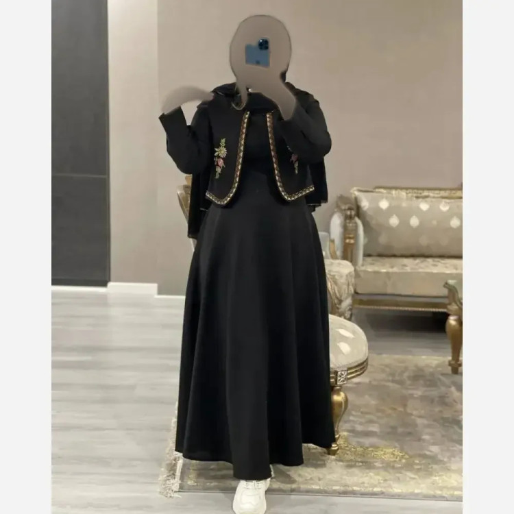 ست کت و سارافون زنانه گلدوزی شده جنس شانتون سایز 38 تا 46 (2)