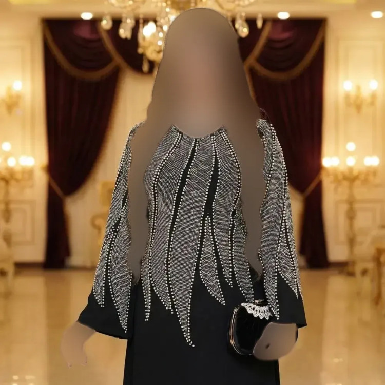 پیراهن ماکسی مجلسی زنانه مدل نازنین جنس کرپ دالقیچ رنگ مشکی