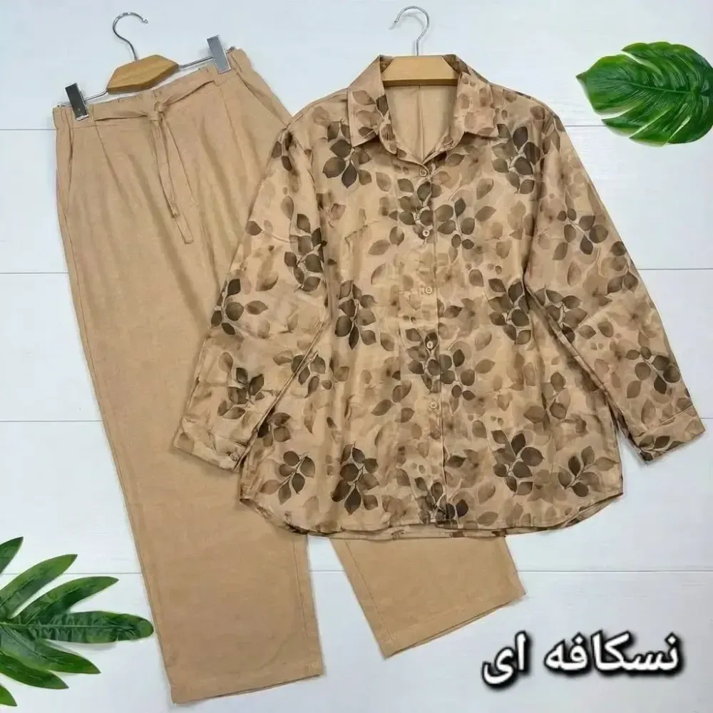 ست مانتو و شلوار زنانه مدل ونوس جنس شانتون درجه یک سایز فری 38 تا 46