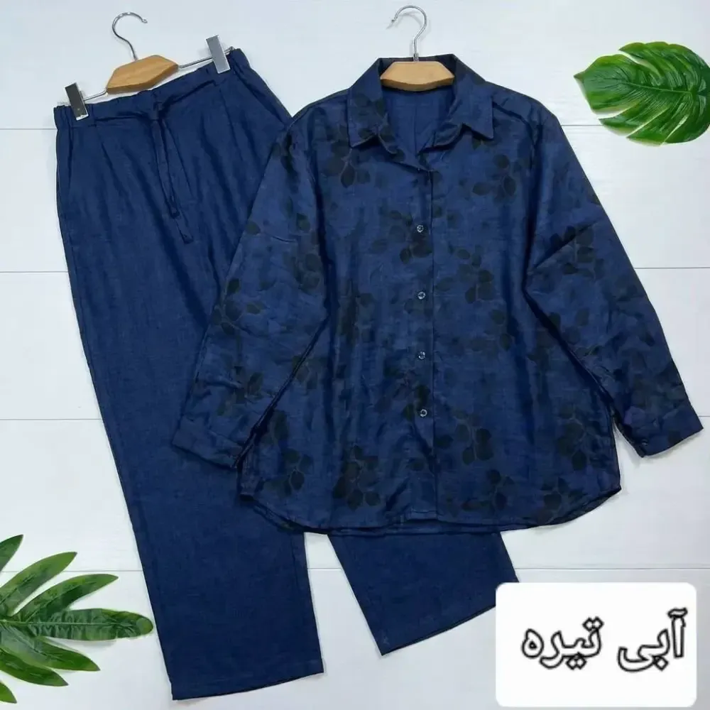 ست مانتو و شلوار زنانه مدل ونوس جنس شانتون درجه یک سایز فری 38 تا 46