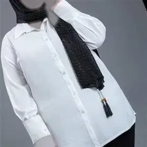 شومیز زنانه داکرون مدل ترگل رنگ سفید فری سایز مناسب 38 تا 46