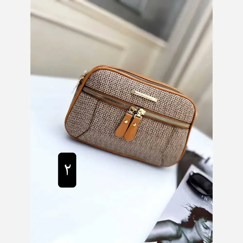 کیف دوشی زنانه مدل آیدا جنس چرم طرح کنفی سه خونه