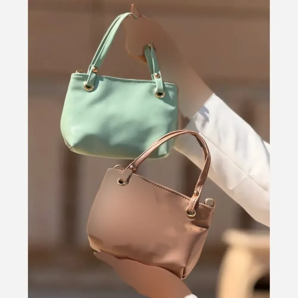 کیف مینی بگ چرم صنعتی مدل مینیمال رنگ سبز ابعاد 14 در 20