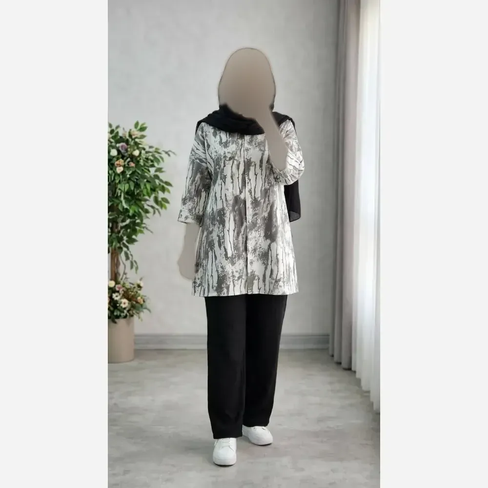 ست شومیز و شلوار زنانه جنس گازوئیلی و شانتون سایز 40 تا 48