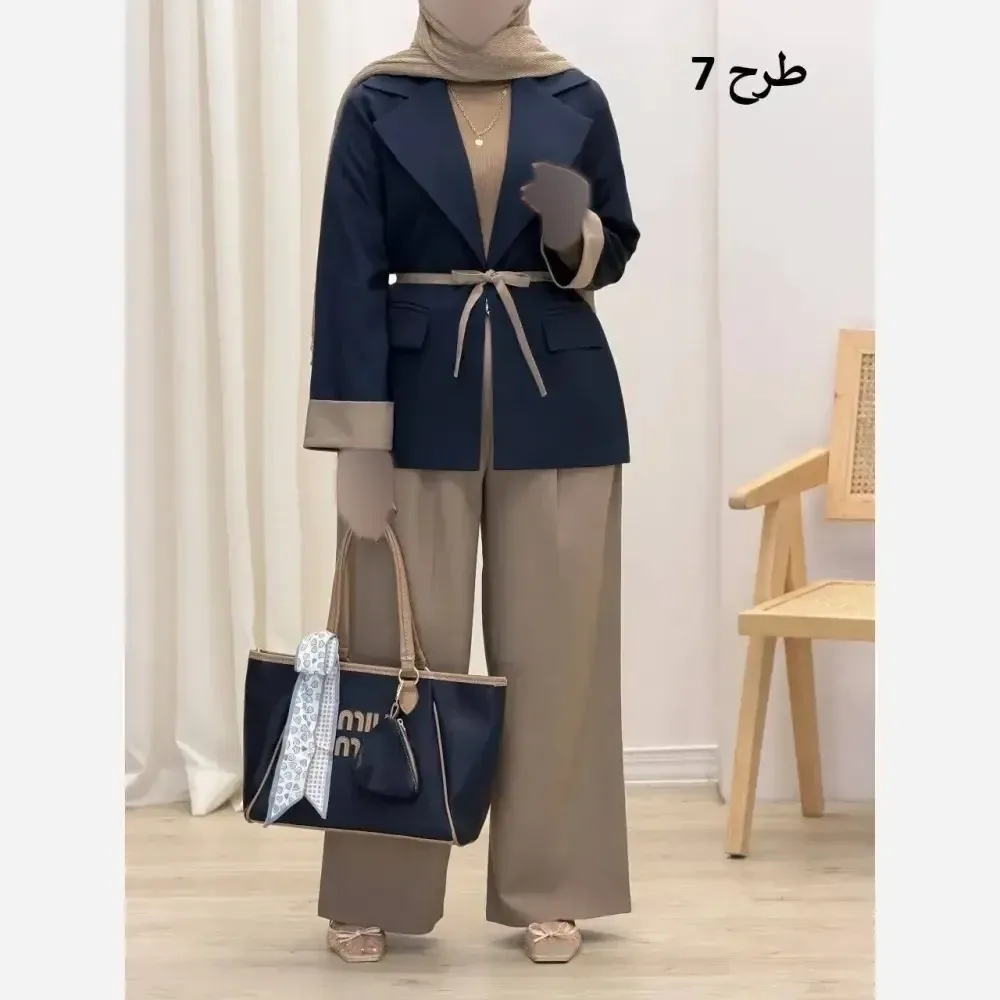 کت و شلوار زنانه مزونی مدل موژان جنس صوفیا ژاکارد درجه یک سایز 38 تا 50