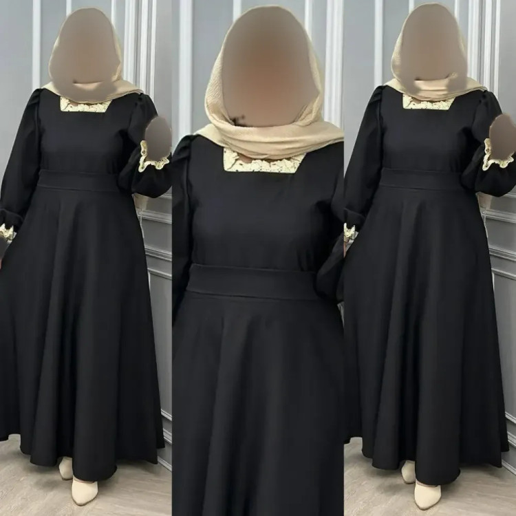 پیراهن زنانه مدل بنین جنس الیزه رنگ مشکی سایز فری 38 تا 46