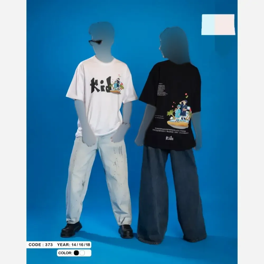 تیشرت نوجوان طرح kids مدل باکسی قواره آزاد