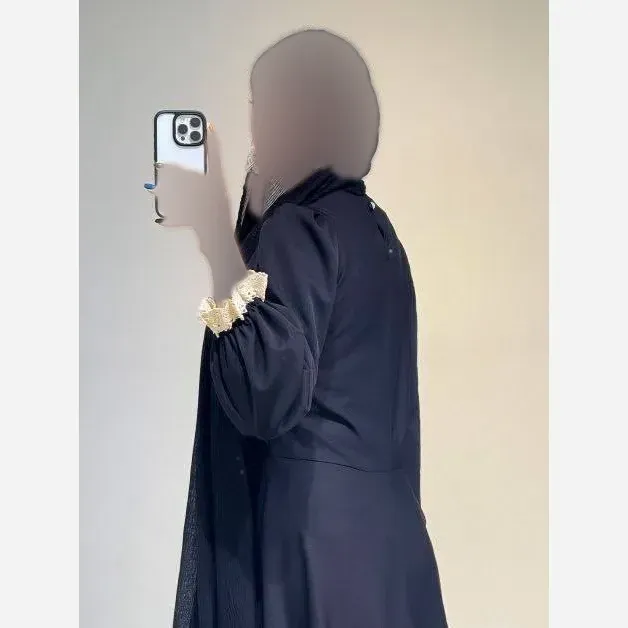 پیراهن زنانه یقه گیپور مدل شهرزاد رنگ مشکی سایز فری 38 تا 46 (2)