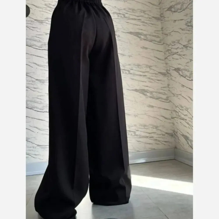 شلوار بگ زنانه پارچه مازراتی رنگ مشکی قد 100 سانتیمتر