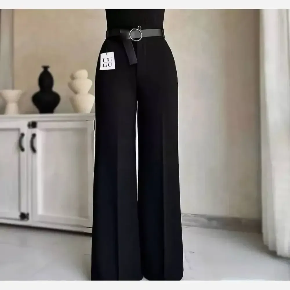 شلوار بگ زنانه پارچه مازراتی رنگ مشکی قد 100 سانتیمتر