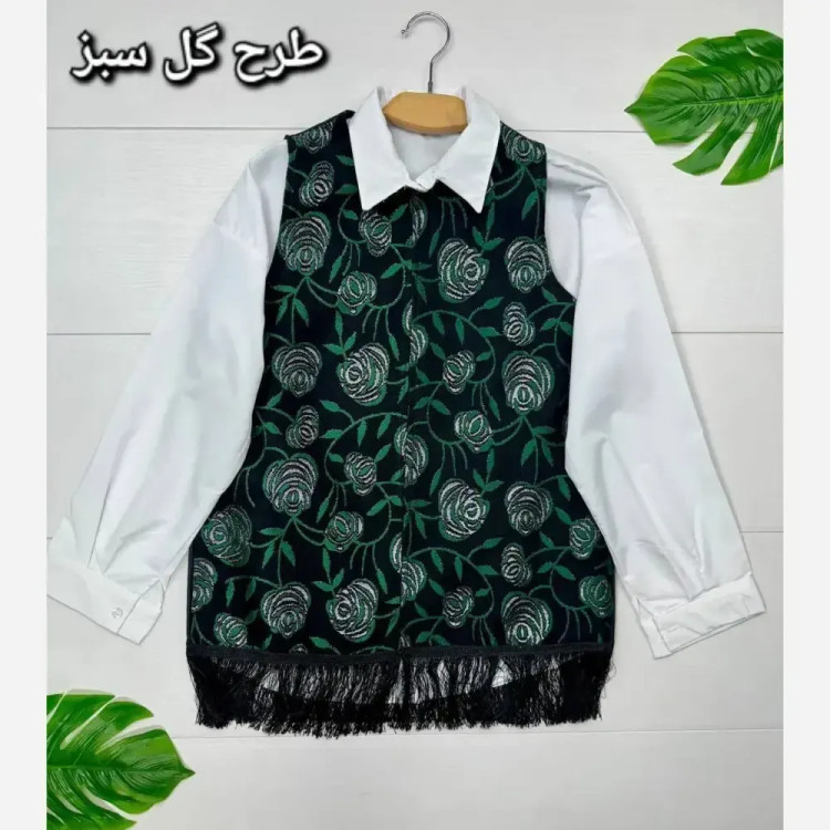 شومیز زنانه مدل ناردون جنس تافته و پرشین رنگ گل سبز سایز فری 38 تا 46