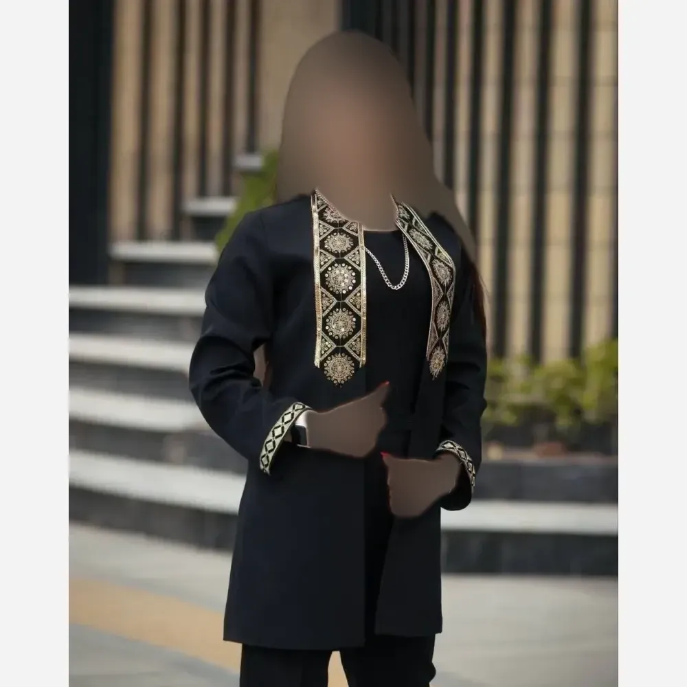 کت شلوار بهدوخت جنس پرشین مکانیک رنگ طلایی نقره ای سایز فری 36 تا 46
