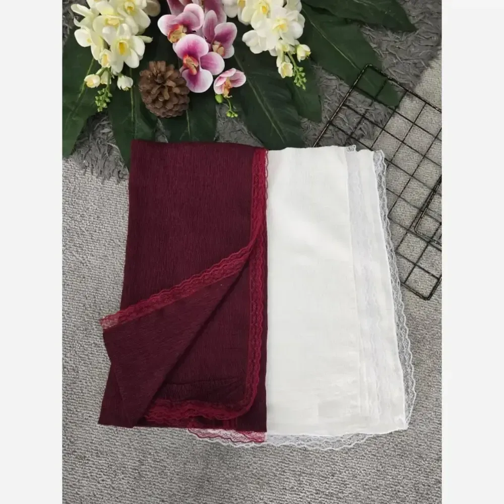 شال پلیسه لبه توری مجلسی سایز بزرگ ابعاد 180 در 75 سانتی متر