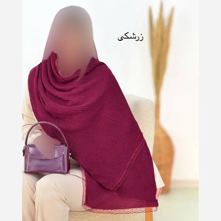 شال پلیسه لبه توری مجلسی سایز بزرگ ابعاد 180 در 75 سانتی متر
