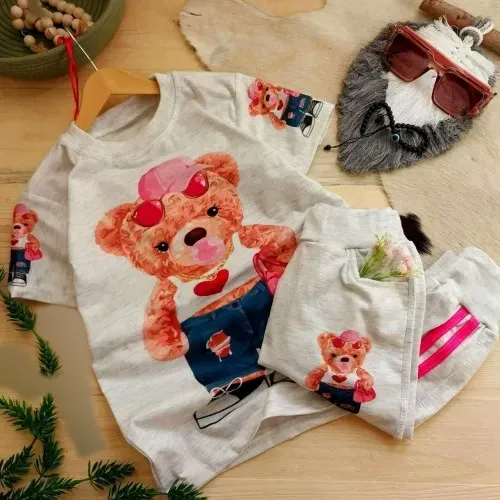 ست تدی ملانژ دخترانه سایز 55 و 60