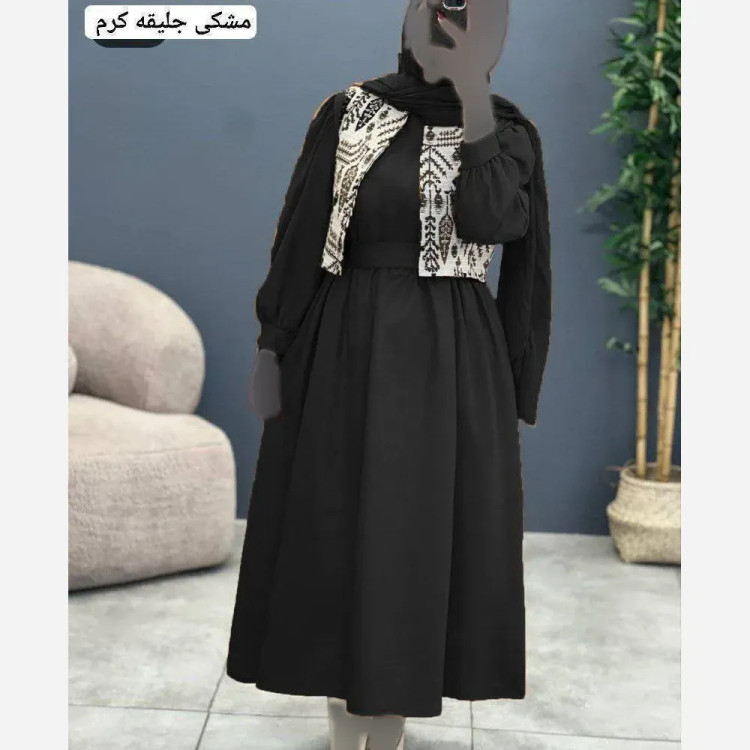 ست کت و سارافون زنانه مدل شافل جنس شانتون و تافته دوزی فری سایز تا 46