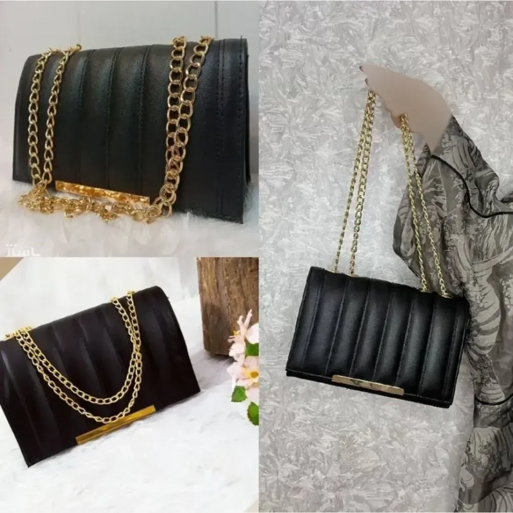کیف زنانه چرمی مدل سیما رنگ مشکی ابعاد 20 در 15 سانتیمتر