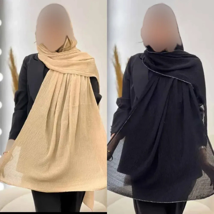 شال پلیسه لمه دوزی قواره بزرگ 75 در 175 سانتیمتر