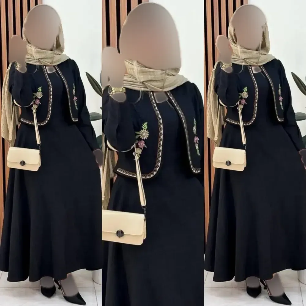 ست سارافون و کت زنانه مدل کوکی گلدوزی شده فری سایز 36 تا 46