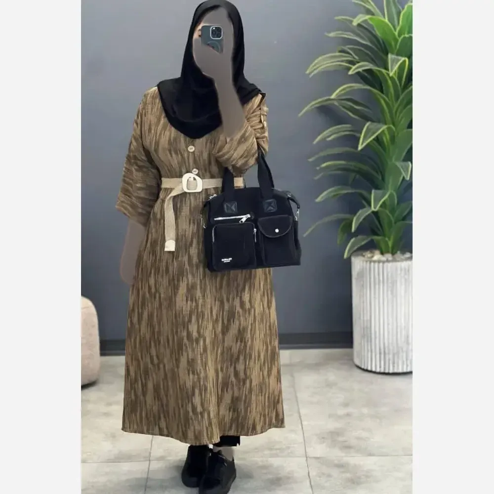 کفتان زنانه شانتون مدل گازوئیلی فری سایز 38 تا 46 با کمربند کنفی