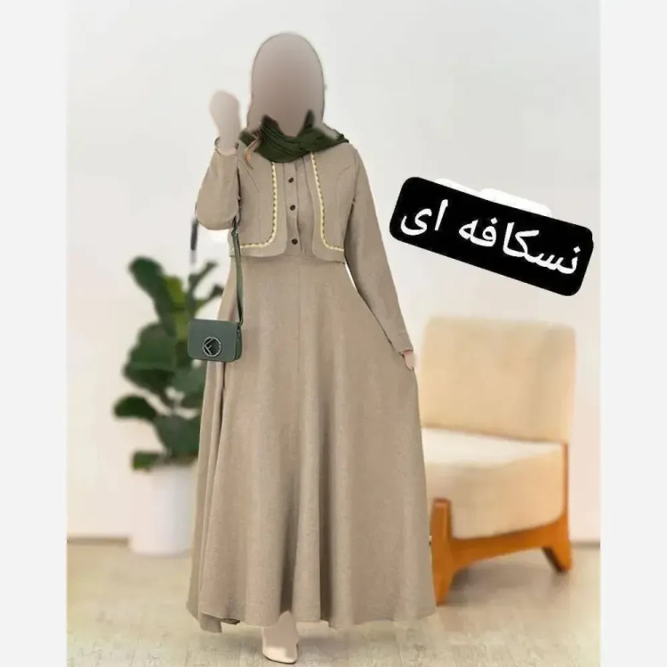 ست کت و سارافون زنانه مدل تبسم جنس شانتون فری سایز تا 46