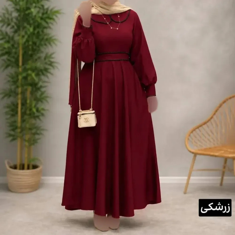 پیراهن بلند زنانه مجلسی جنس الیزه خرجکار مروارید دامن کلوش فری سایز تا 48
