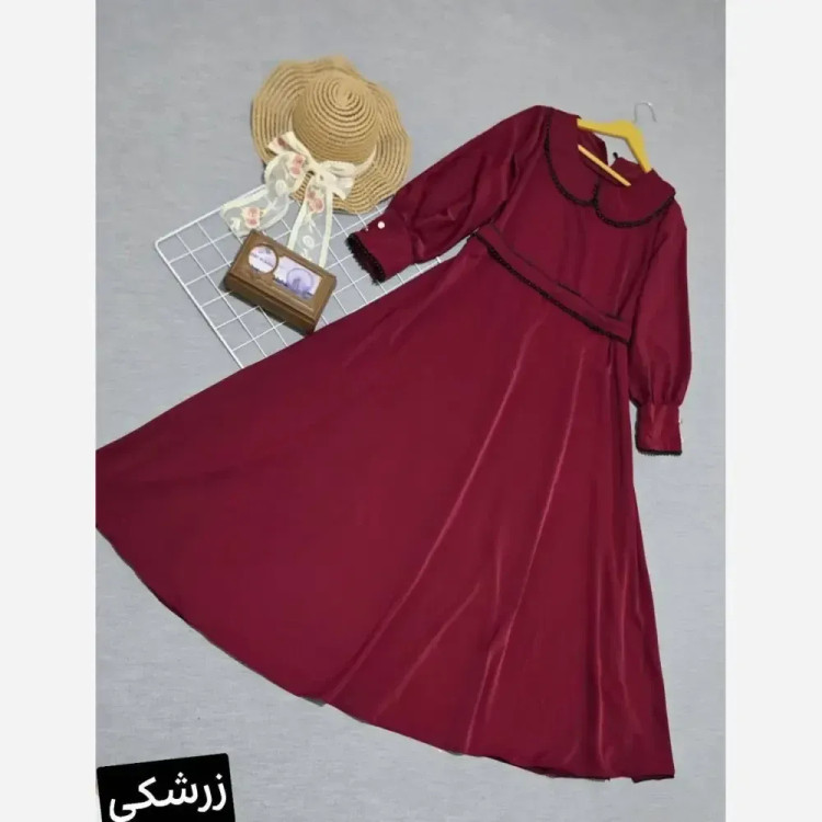پیراهن بلند زنانه مجلسی جنس الیزه خرجکار مروارید دامن کلوش فری سایز تا 48