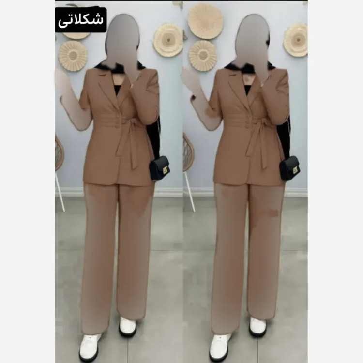 کت و شلوار زنانه مدل السانا جنس مازراتی با شلوار بگ