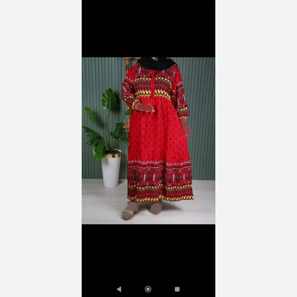 پیراهن ساحلی نخی زنانه حاشیه دار فری سایز مناسب تابستان