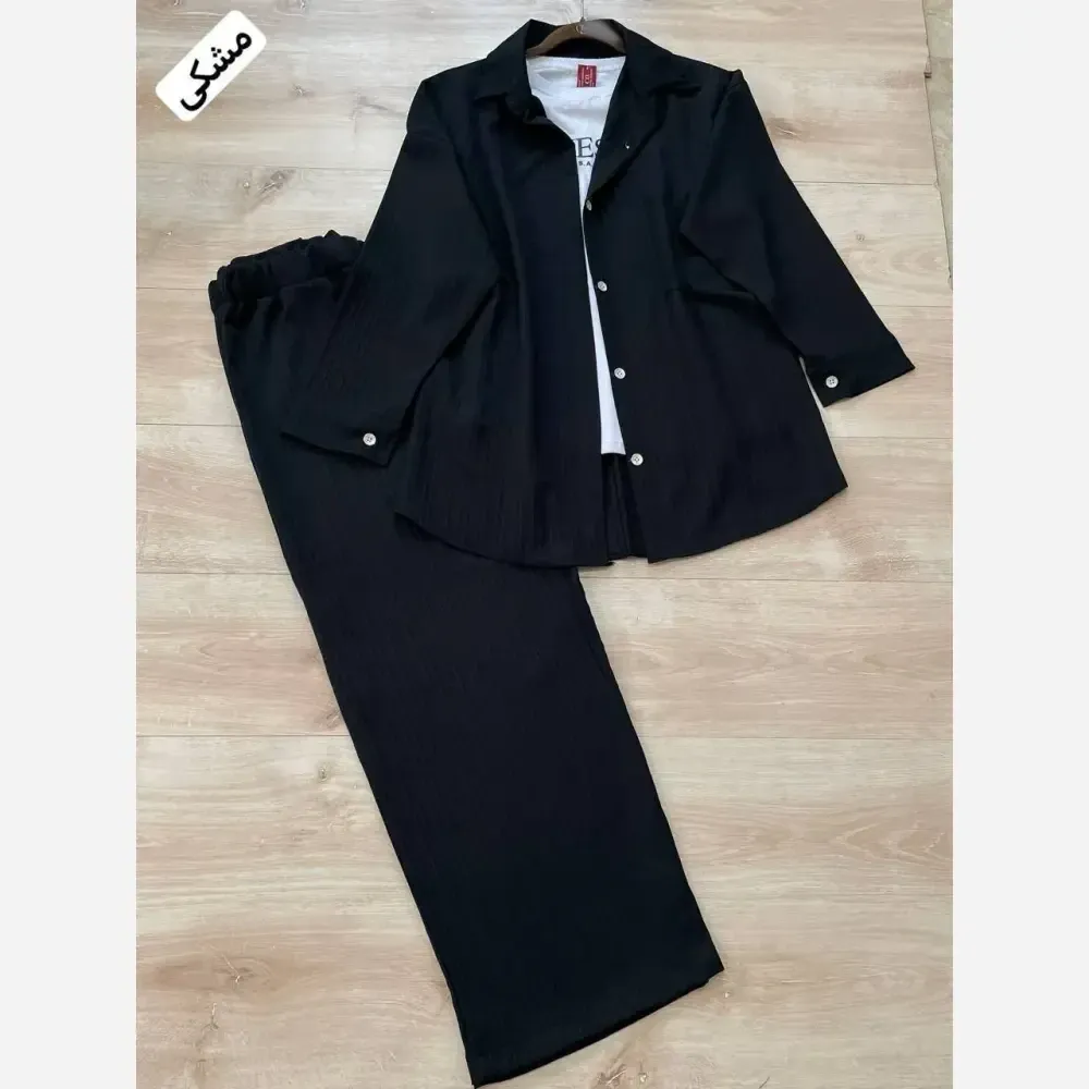 ست شومیز و شلوار زنانه جنس ایوا کراش درجه یک فری سایز 38 تا 46