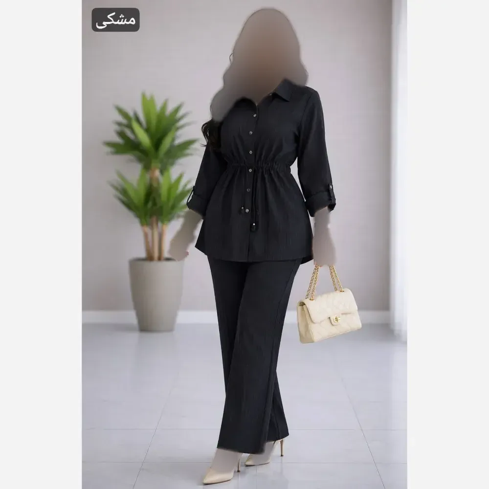 ست شومیز و شلوار زنانه مدل ایوا جنس سوپرایوا فری سایز گت دار