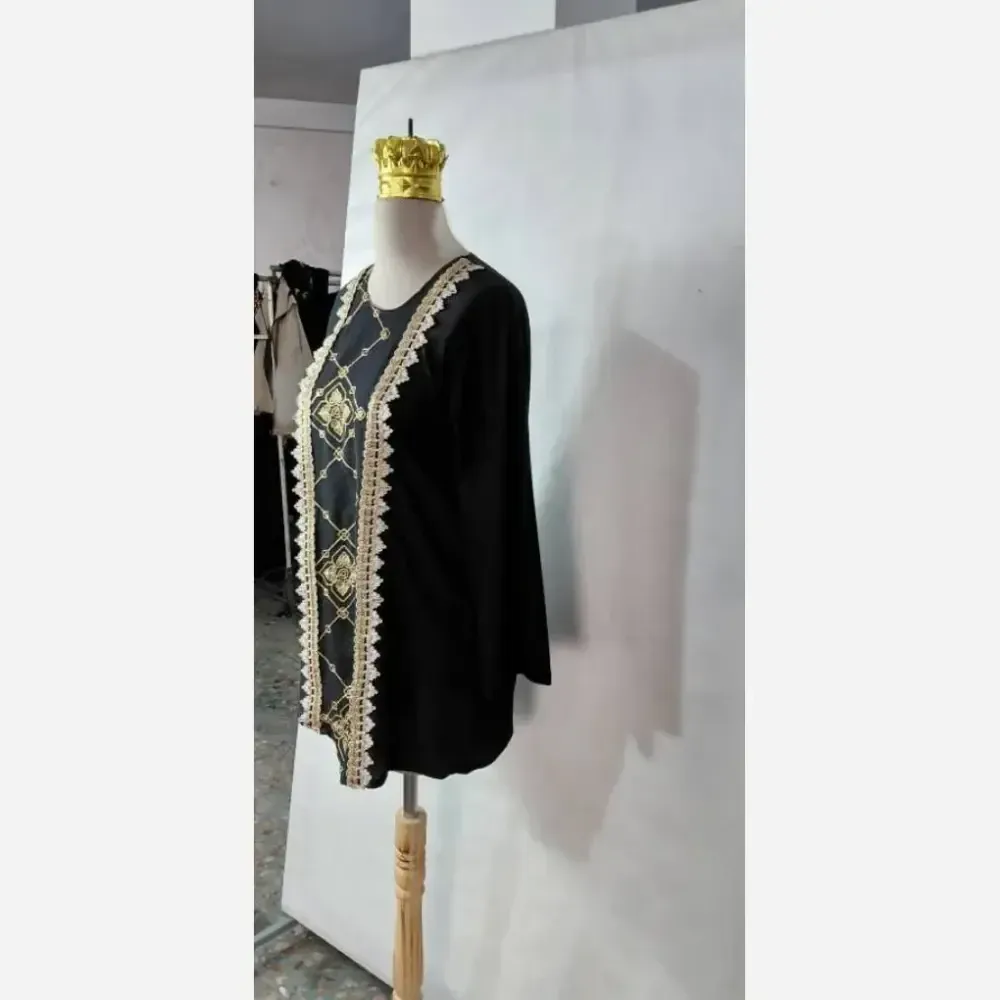 شومیز سنتی زنانه جنس کراش رنگ مشکی سایز فری سایز