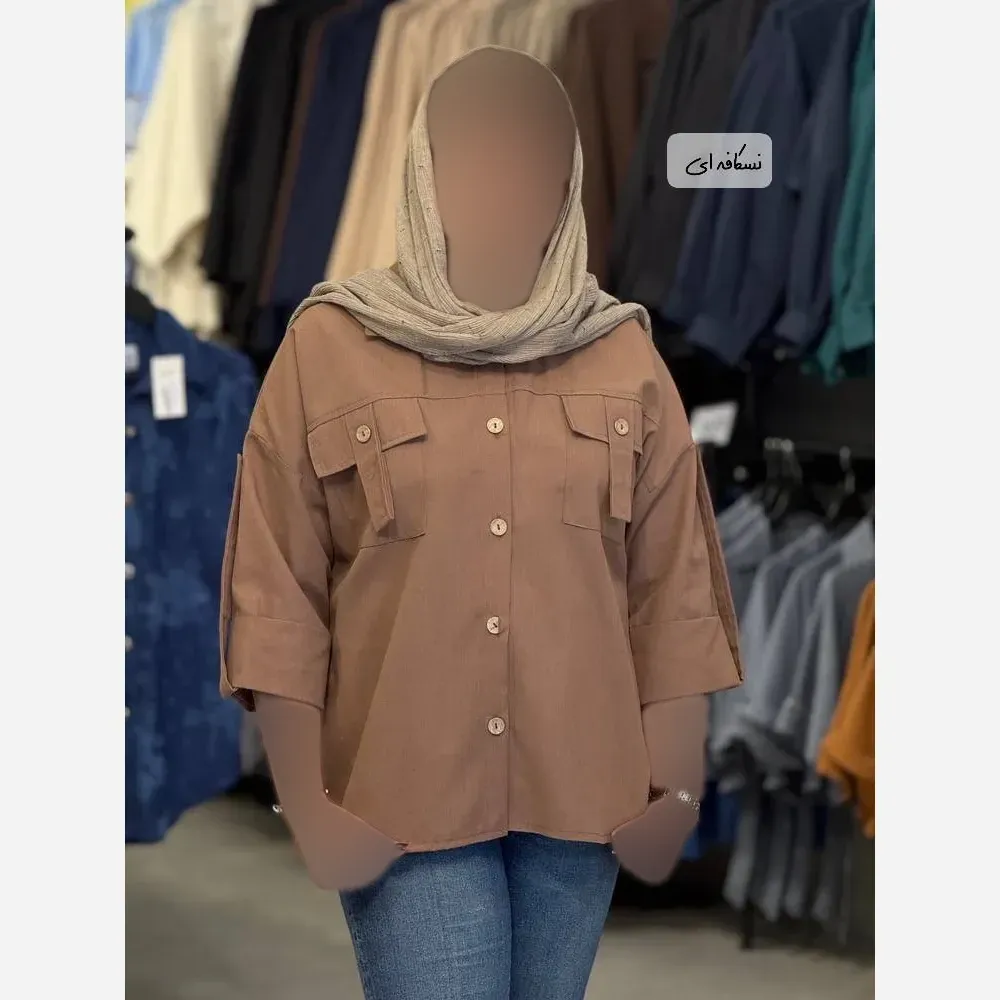 شومیز زنانه تابستانی لینن جیبدار آستیندار در رنگبندی متنوع