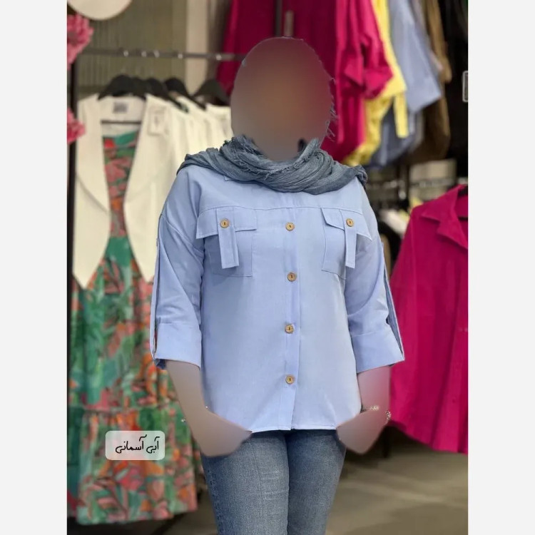 شومیز زنانه تابستانی لینن جیبدار آستیندار در رنگبندی متنوع