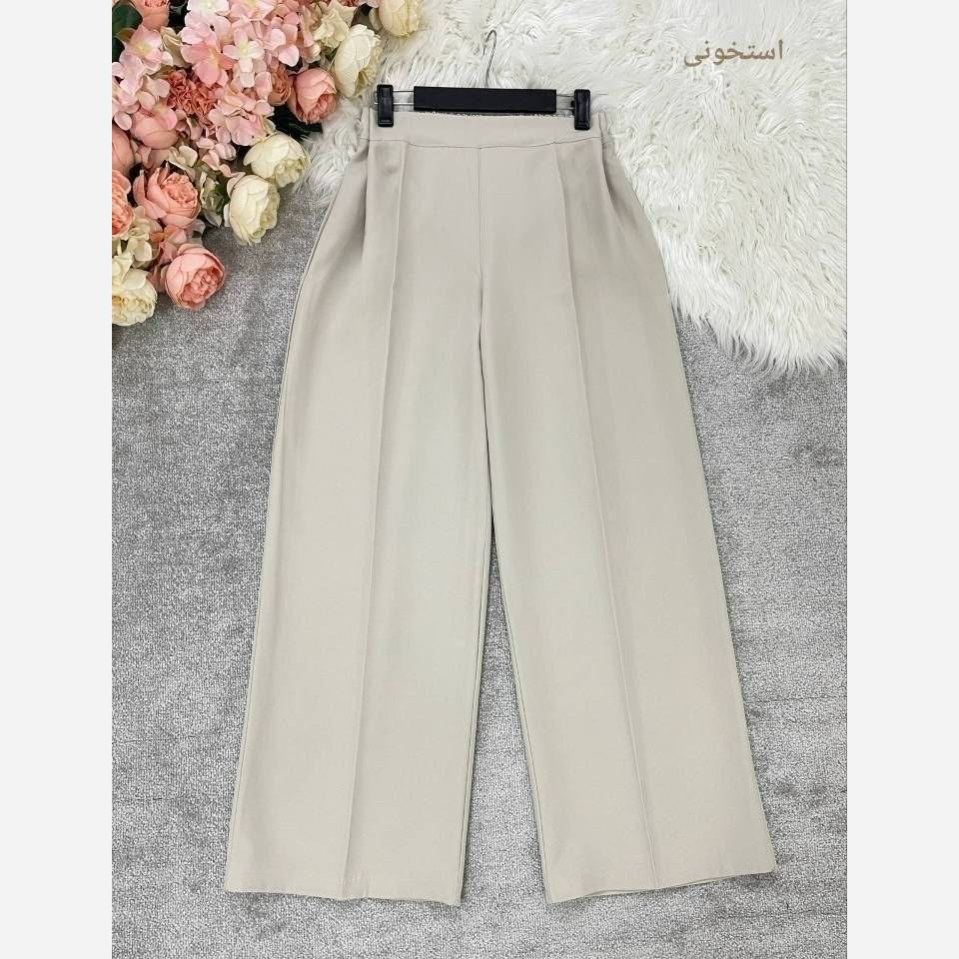 شلوار بگ زنانه پارچه مازراتی 330 گرم درجه یک پشت کش و جلو پیلی قد 103