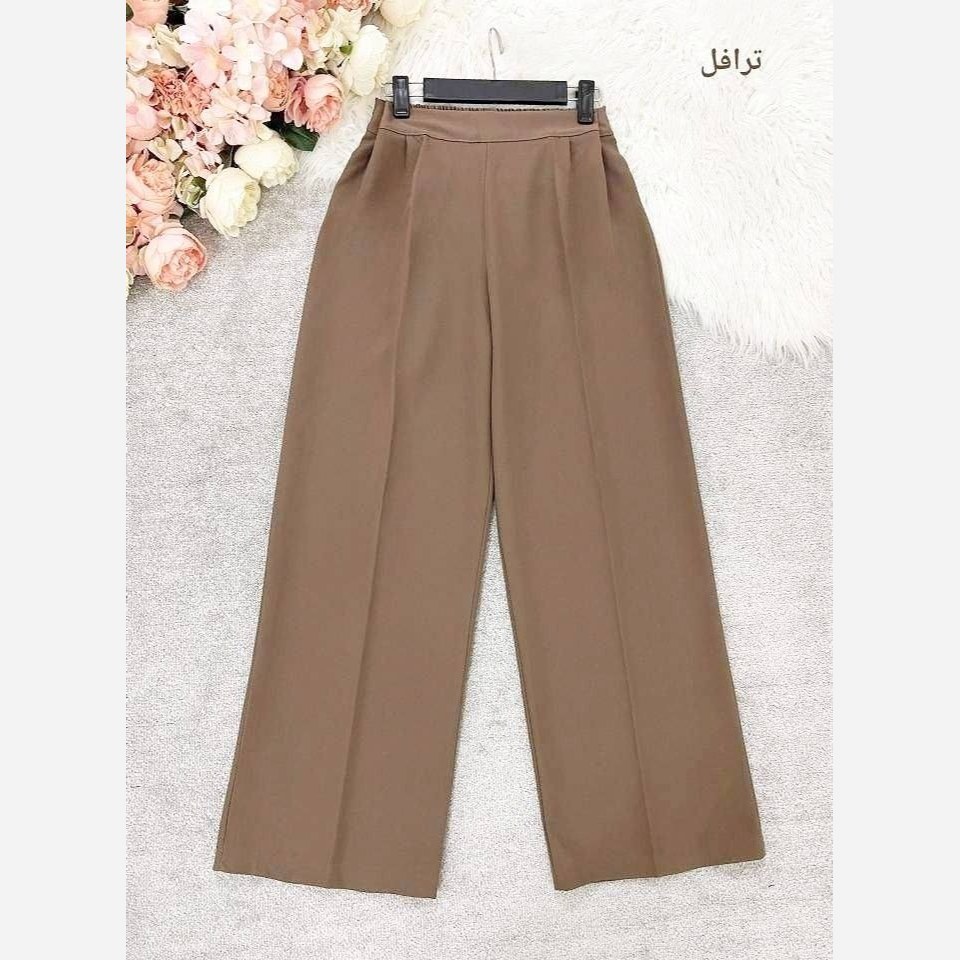 شلوار بگ زنانه پارچه مازراتی 330 گرم درجه یک پشت کش و جلو پیلی قد 103