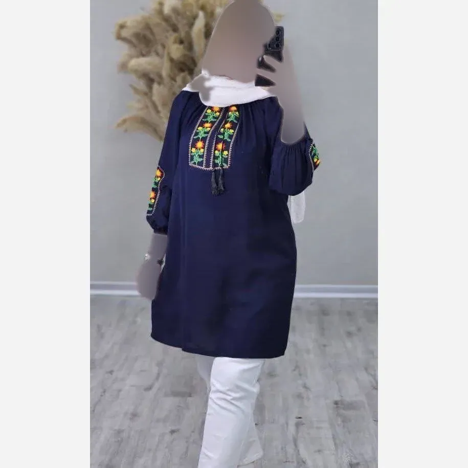 شومیز نخی گلدوزی شده زنانه مدل مدیسا فری سایز 38 تا 46