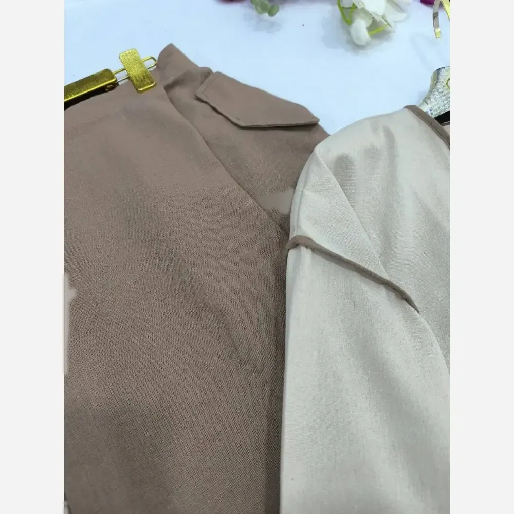 ست کت و دامن زنانه لینن طرح خرسی در سه رنگ