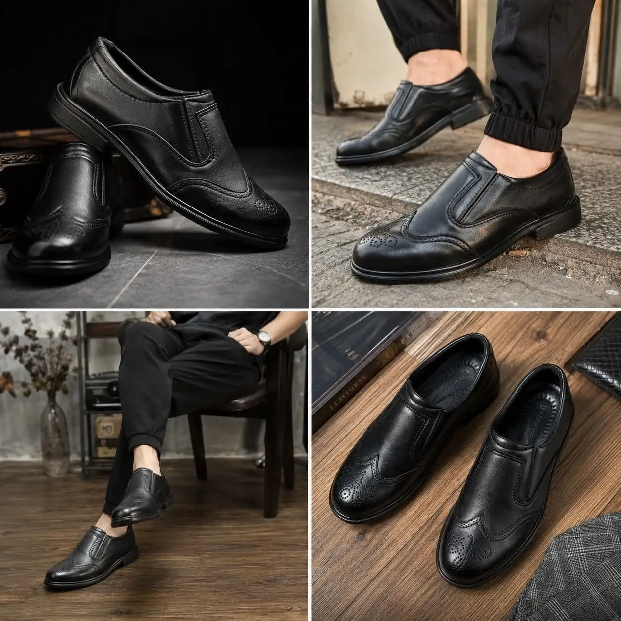 کفش مردانه رسمی هشترک کشی چرم راحتی روزمره کلاسیک