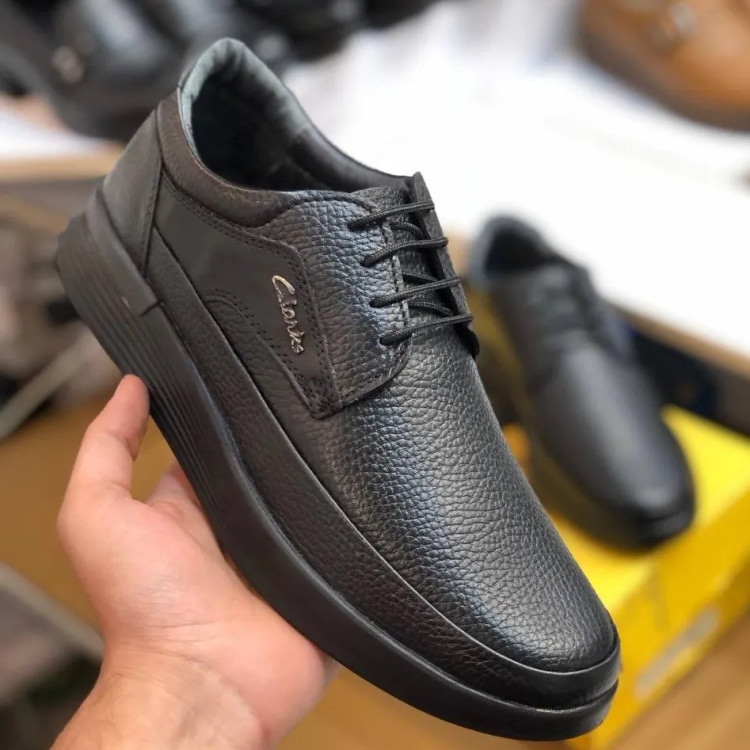کفش چرم مردانه تکنو بندی مشکی با زیره پیو و کفی طبی