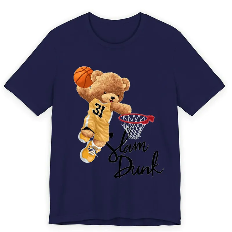 تیشرت آستین کوتاه یقه گرد مردانه مدل خرس با توپ بسکتبال کد 506
