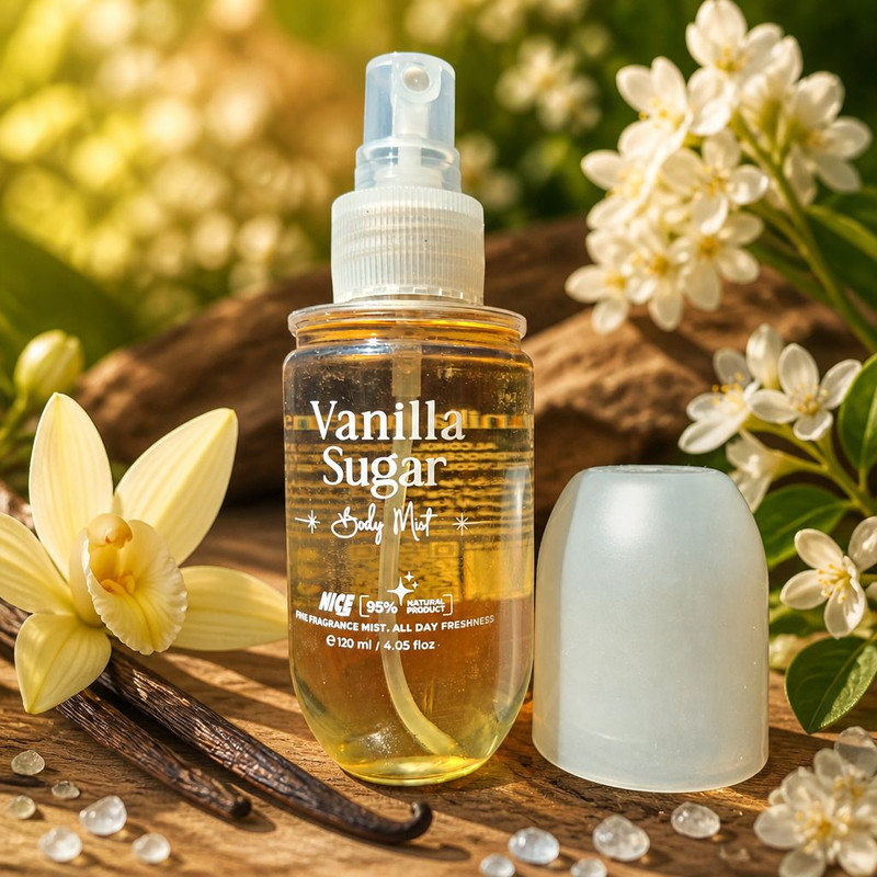 بادی میست زنانه نایس پاپت مدل Vanilla Sugar با رایحه شیرین و وانیلی حجم 120 میلیلیتر