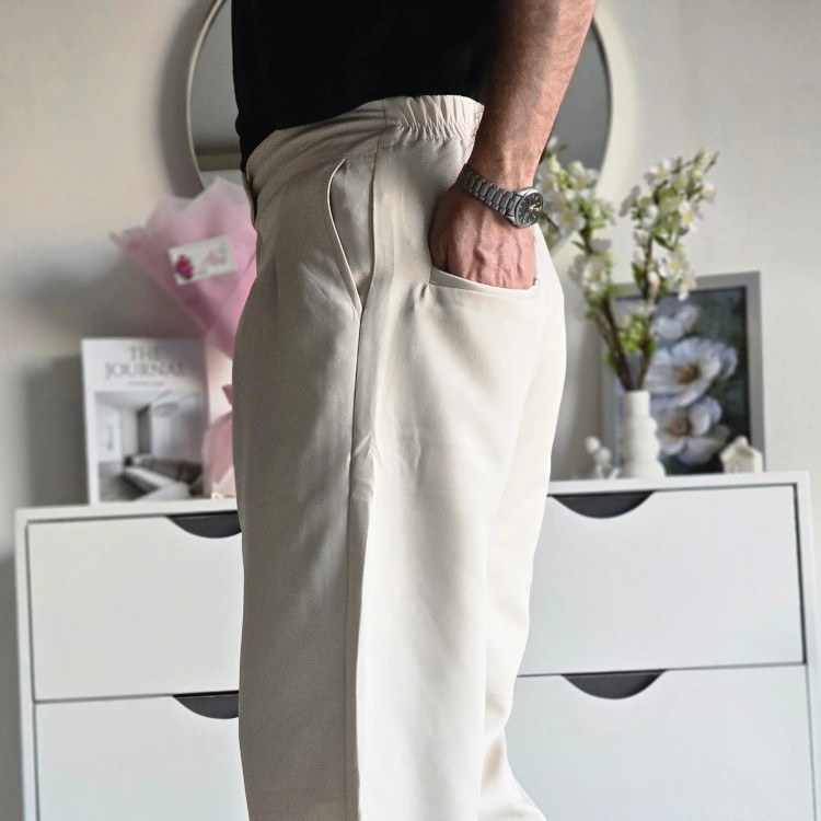 شلوار بگ پارچه ای مازراتی کمر ایتالیایی پیله دار زنانه