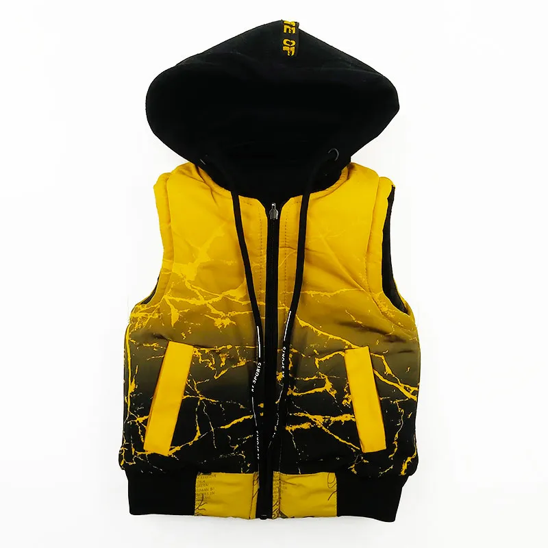 پافر پسرانه دورو طرح آبرنگی رنگ زرد خردلی مناسب پاییز و زمستان