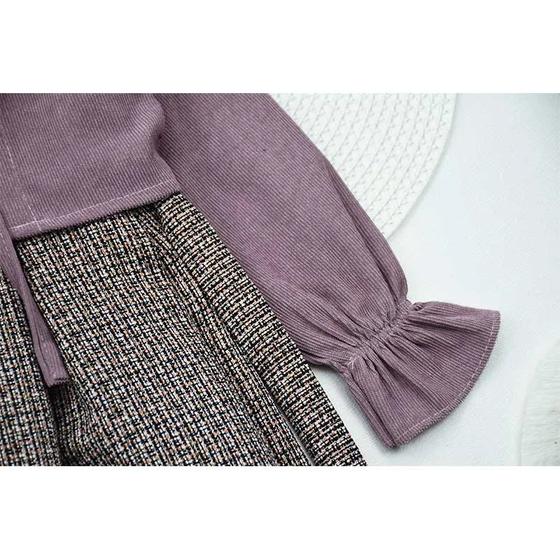 ست کت و سارافون دخترانه سوسنی (کت مخمل و سارافون شانتون)