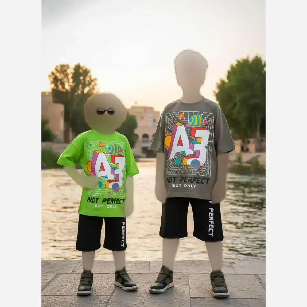 ست بلوز شلوارک لش سایز بزرگ دورس لاکرا دار مناسب 11 الی 14 سال