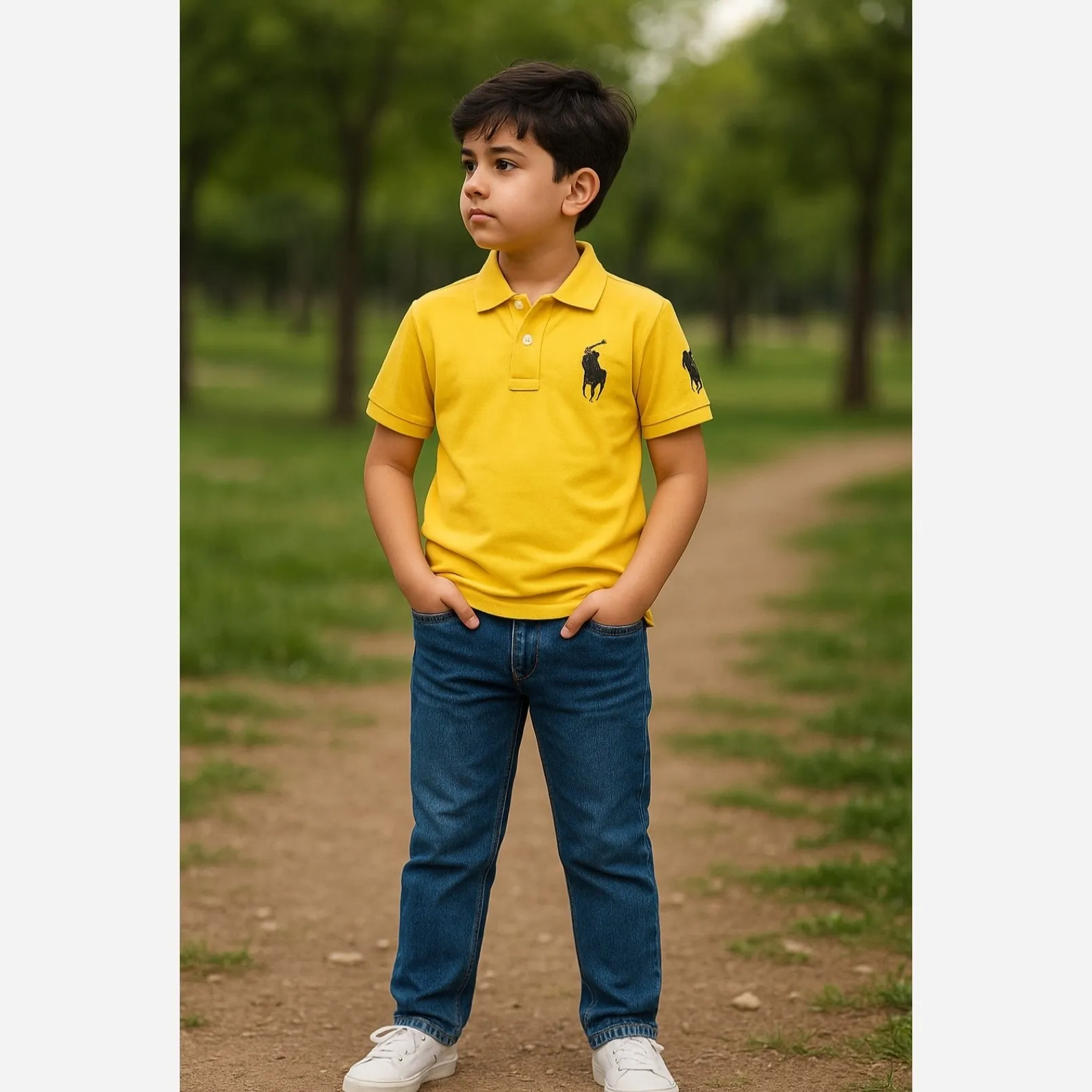 تیشرت یقه دار جودون پسرانه و دخترانه پنبه ای در 6 رنگ سایز 2 تا 12 سال