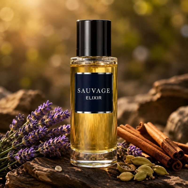 عطر جیبی مردانه نیو پرستیژ کالر مدل Sauvage Elixir با رایحه تلخ حجم 35 میلیلیتر