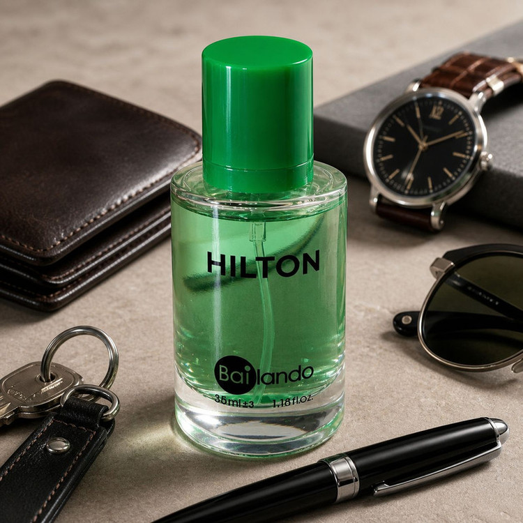 عطر جیبی مردانه بایلندو مدل Hilton با رایحه معطر و چوبی حجم 35 میلی لیتر